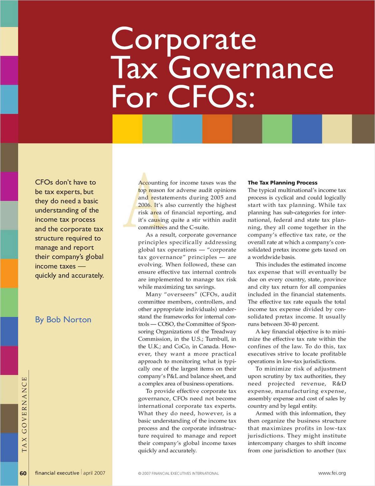 Corporate Tax Governance For CFOs