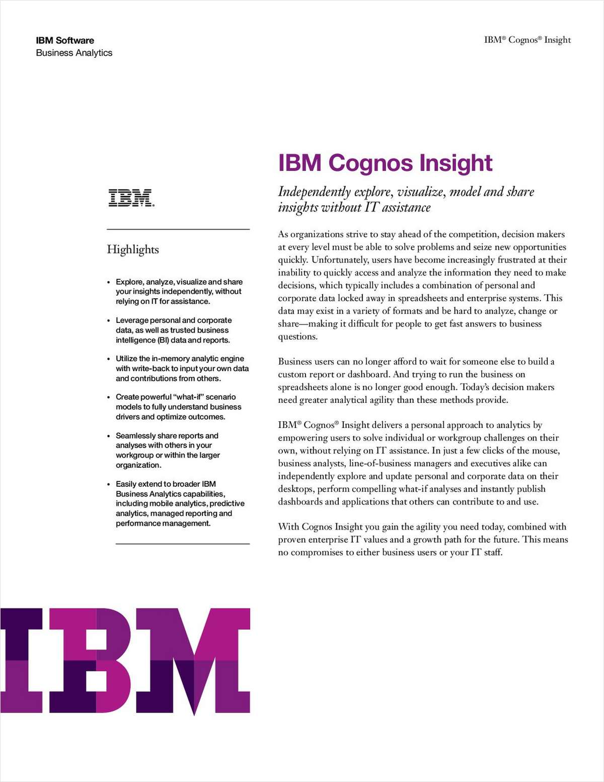 IBM® Cognos® Insight