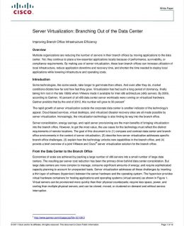 Server Virtualization: Branching Out of the Data Center
