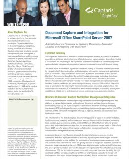 Document Capture and Integration for Microsoft Office SharePoint Server 2007