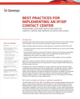 Best Practices for Implementing an IP/SIP Contact Center