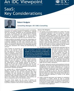 IDC Viewpoint - SaaS: Key Considerations