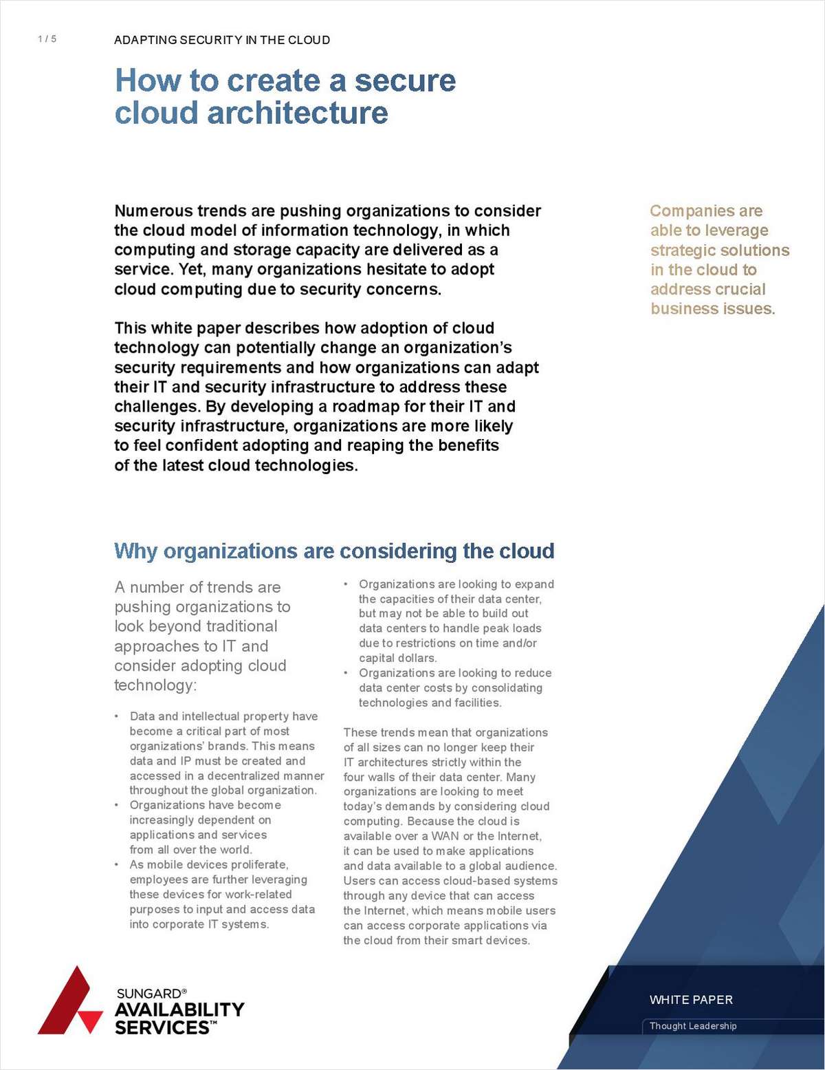Adapting Security to the Cloud