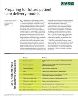 Preparing for future patient care delivery models