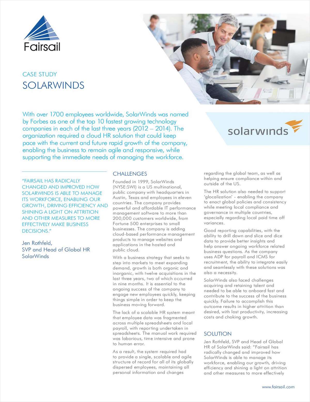 Fairsail Case Study: SolarWinds