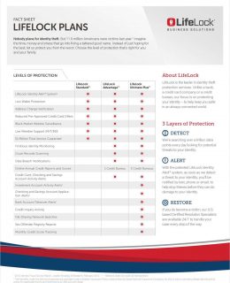 LifeLock Protection Plans Fact Sheet