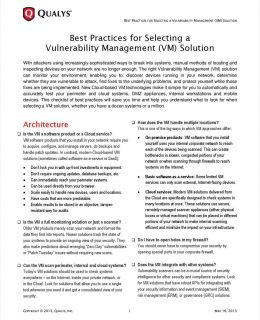 Best Practices for Selecting a Vulnerability Management (VM) Solution