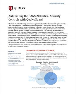 Automating the SANS 20 Critical Security Controls with QualysGuard