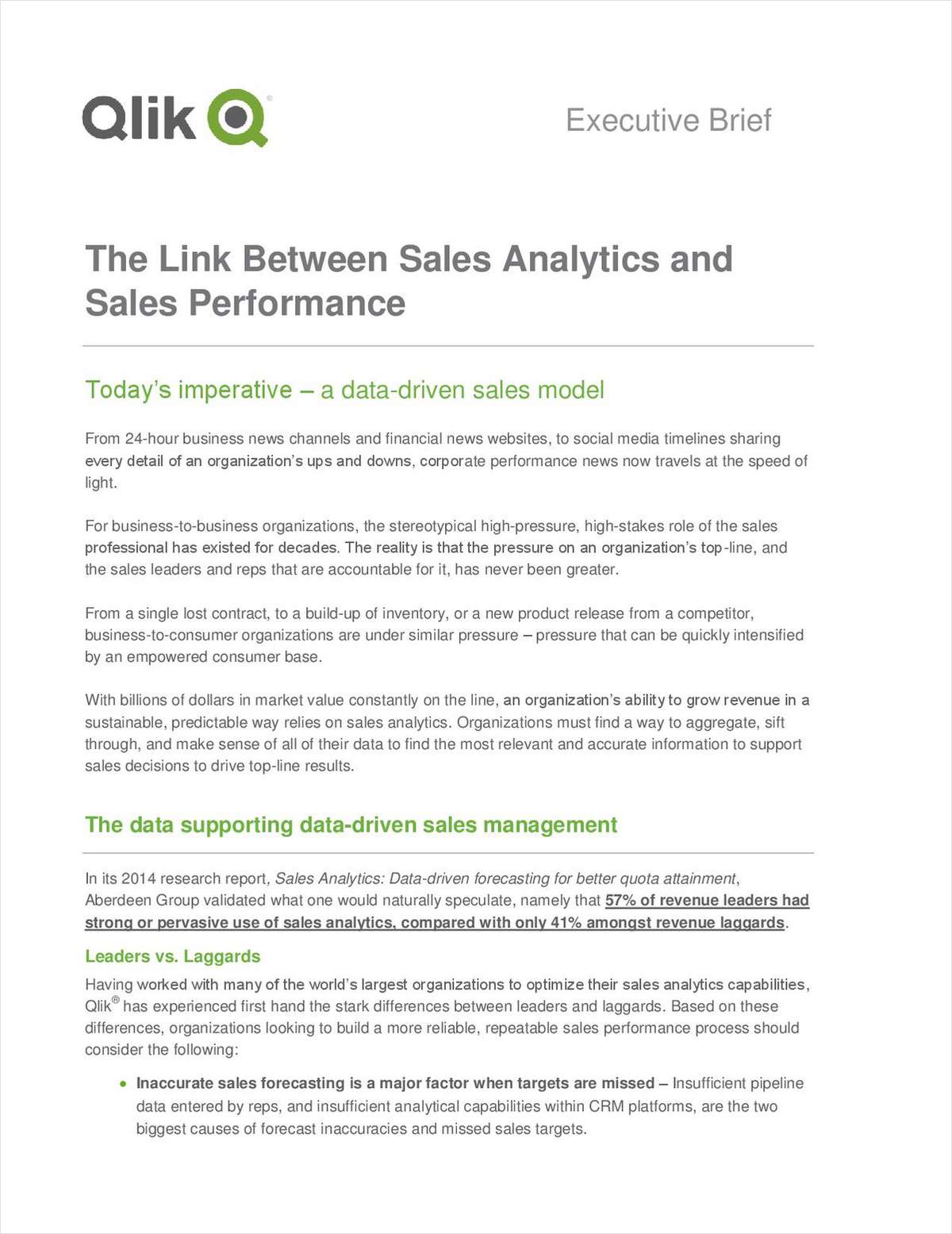 The Link between Sales Analytics and Sales Performance