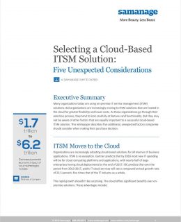 Selecting a Cloud-Based ITSM: Five Unexpected Considerations