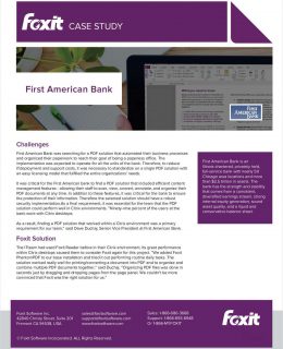 Foxit Case Study: First American Bank