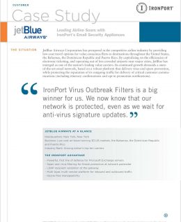 Leading Airline Soars with IronPort's Email Security Appliances – JetBlue Case Study