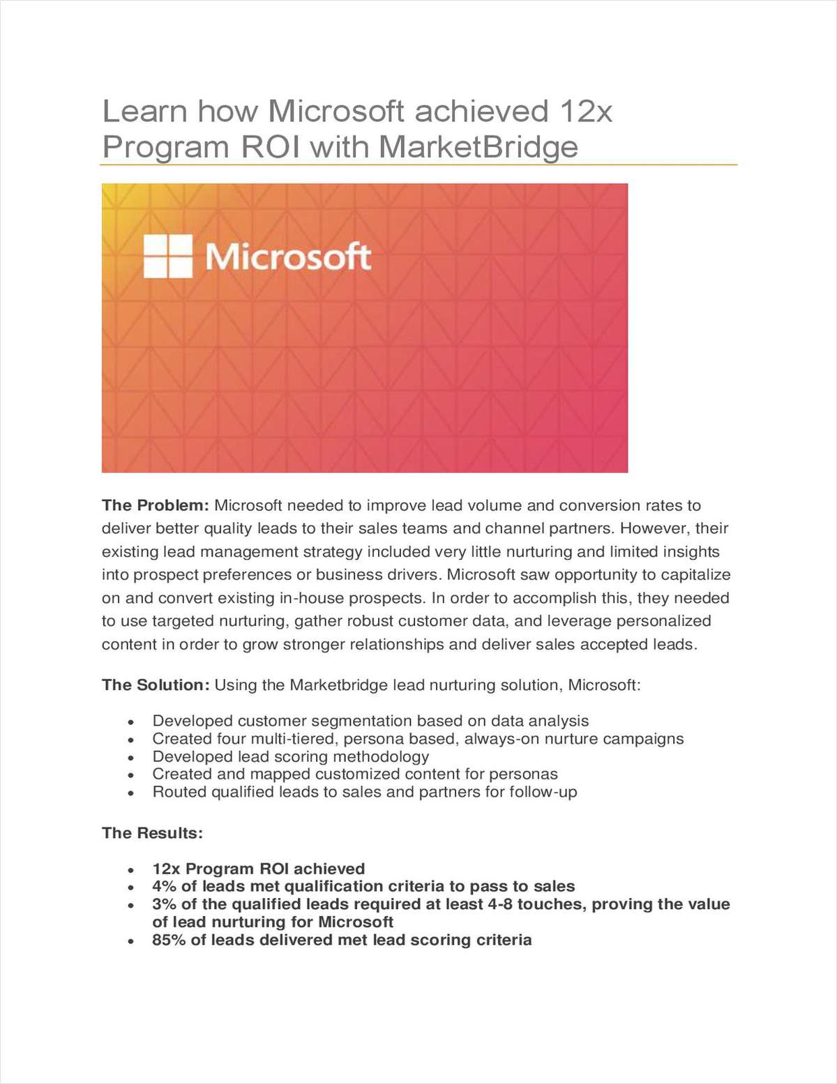Learn how Microsoft was able to Achieve a 12x Program ROI