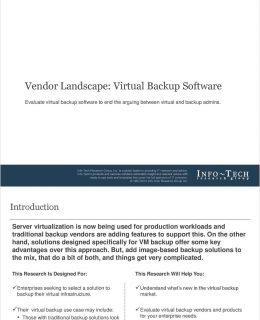 Info-Tech Vendor Landscape: Virtual Backup Software