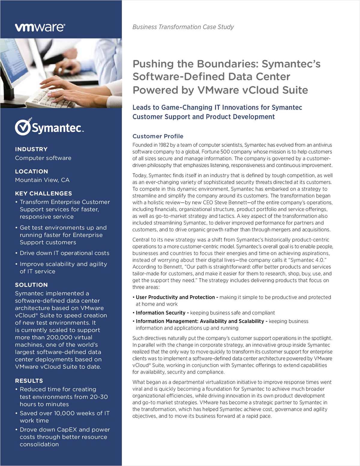 Pushing the Boundaries: Symantec's Software-Defined Data Center Powered by VMware vCloud Suite