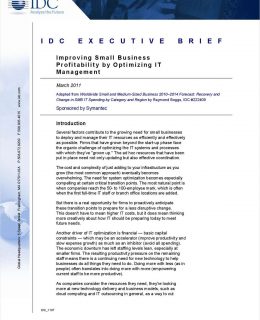 IDC Executive Brief: Improving Small Business Profitability by Optimizing IT Management
