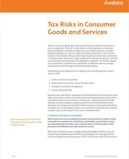 Tax Risks in Consumer Goods and Services