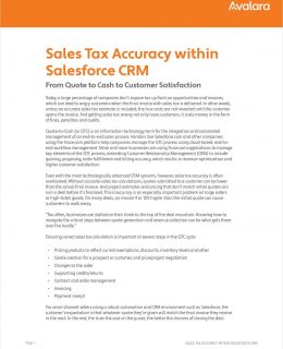 From Quote to Cash to Customer Satisfaction: Sales Tax Accuracy within Your CRM