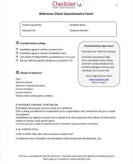 Reference Check Form for Recruiters