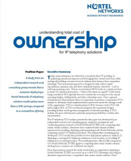 Understanding Total Cost of Ownership for IP Telephony Solutions