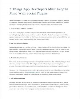 5 Things App Developers Must Keep In Mind With Social Plugins