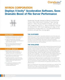 MYRON CORPORATION Deploys V-locity® I/O Reduction Software, Sees Dramatic Boost of File Server Performance