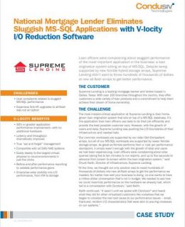National Mortgage Lender Eliminates Sluggish MS-SQL Applications with V-locity I/O Reduction Software