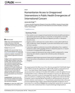Humanitarian Access to Unapproved Interventions in Public Health Emergencies of International Concern