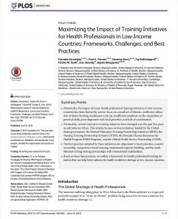 Maximizing the Impact of Training Initiatives for Health Professionals in Low-Income Countries