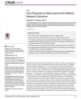 Four Proposals to Help Improve the Medical Research Literature
