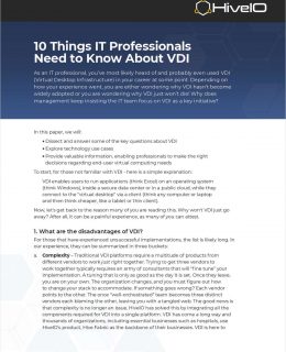 Top 10 Things IT Professionals Need to Know About VDI