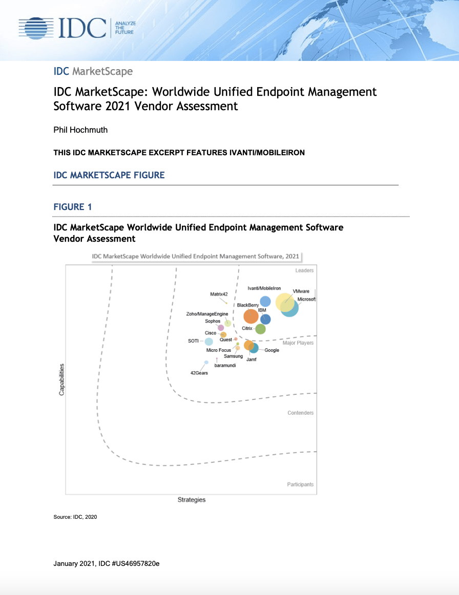 IDC MarketScape - IDC MarketScape: Worldwide Unified Endpoint Management Software 2021 Vendor Assessment