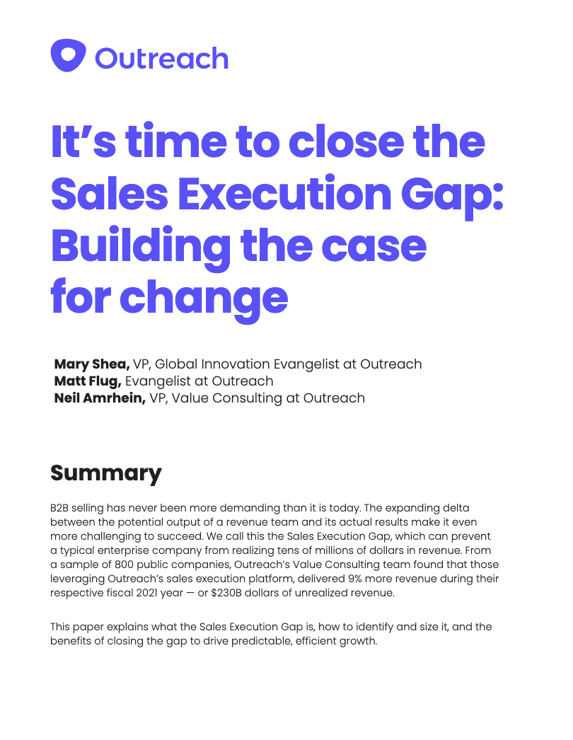 Sales Execution Gap - It's time to close the Sales Execution Gap: Building the case for change
