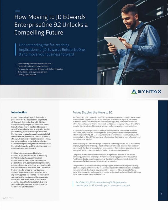 How Moving to JD Edwards EnterpriseOne 9.2 Unlocks a Compelling Future