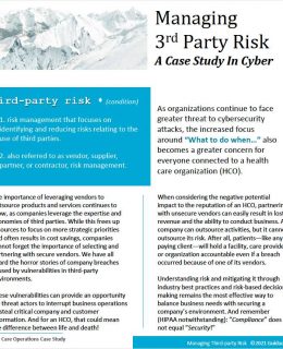 Managing 3rd Party Risk For Health Care Organizations