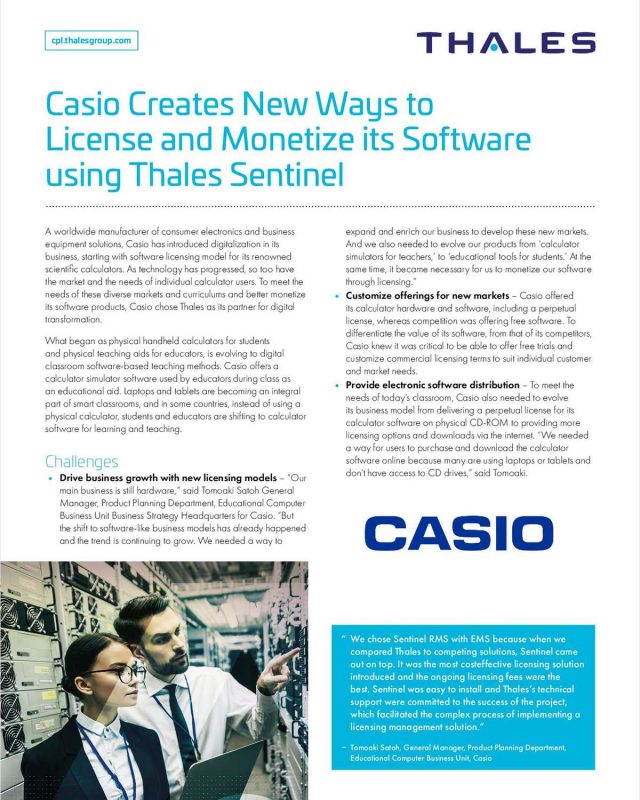 Casio conquiert de nouveaux marchés et augmente ses revenus grâce à de nouveaux modèles de logiciels