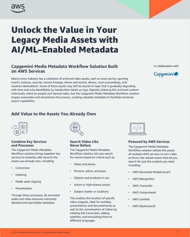 Unlock the Value in Your Legacy Media Assets with AI/ML--Enabled Metadata