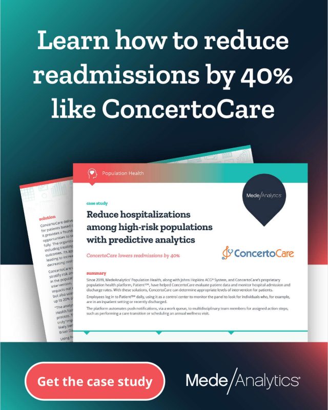 ConcertoCare reduces admission rates by 47%, improves healthcare quality, outcomes with population health analytics