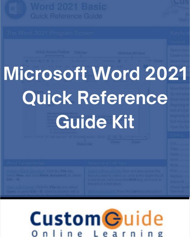 Microsoft Word 2021  - Reference Guide Kit