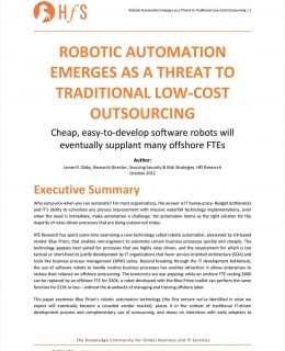 Robotic Automation emerges as a threat to traditional low-cost outsourcing