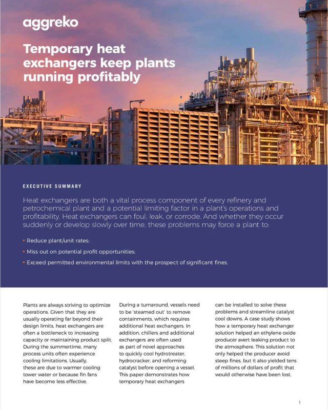 Temporary heat exchangers keep plants running profitably