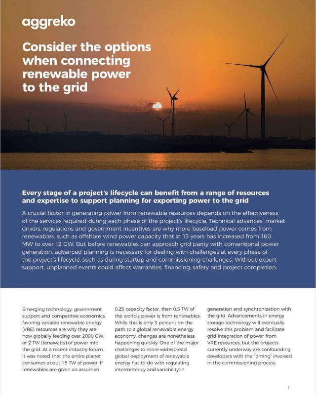 Consider the options when connecting renewable power to the grid