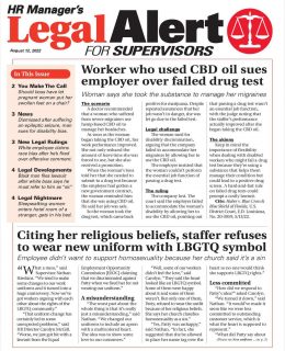HR Manager's Legal Alert for Supervisors Newsletter: August 12 Edition
