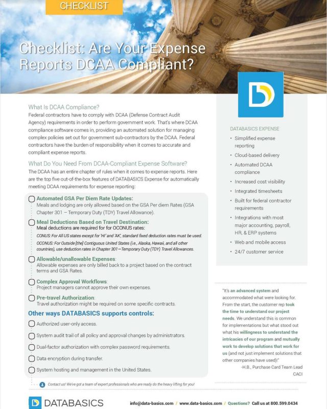 Checklist: Are Your Expense Reports DCAA Compliant?