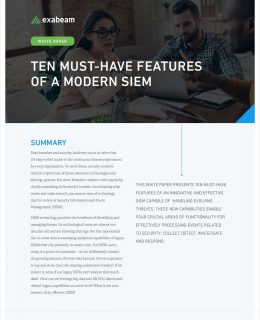 Ten Must-Have Features of a Modern SIEM