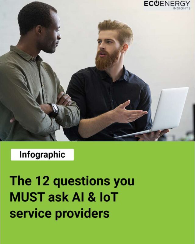 12 questions to ask IoT and AI solutions providers - an infographic.