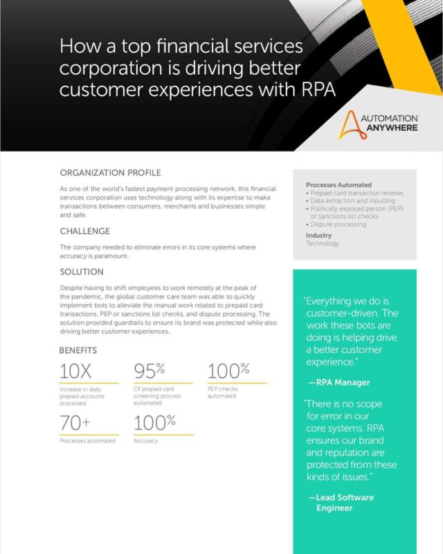 RPA is driving better customer experiences at a leading financial services firm