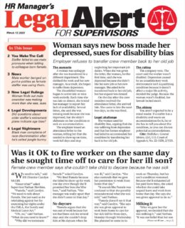 HR Manager's Legal Alert for Supervisors Newsletter: March 17 Edition