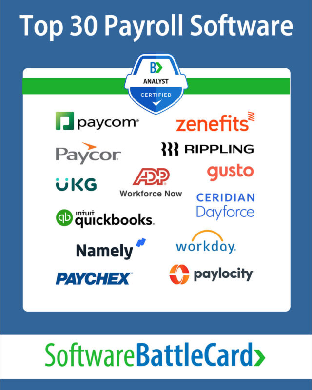 Top 30 Payroll Software BattleCard 2023