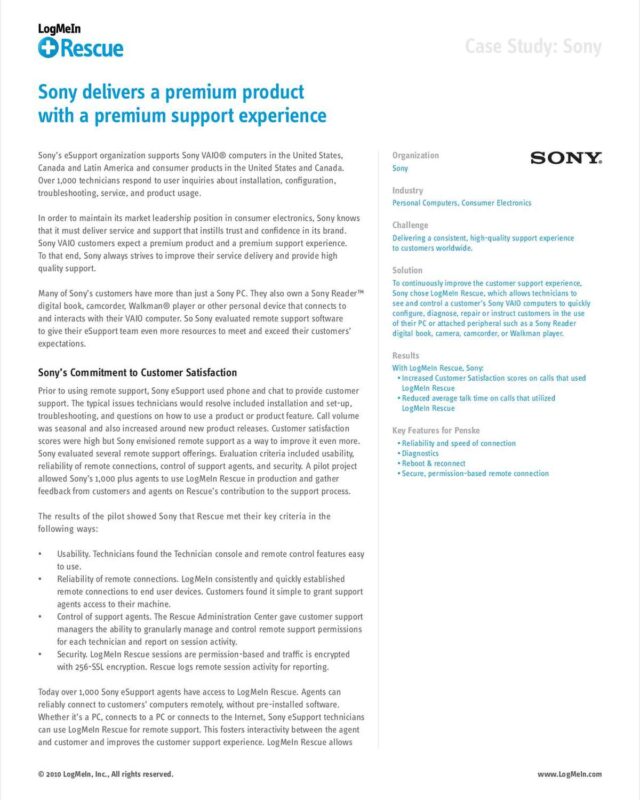 Sony's Premium Customer Support